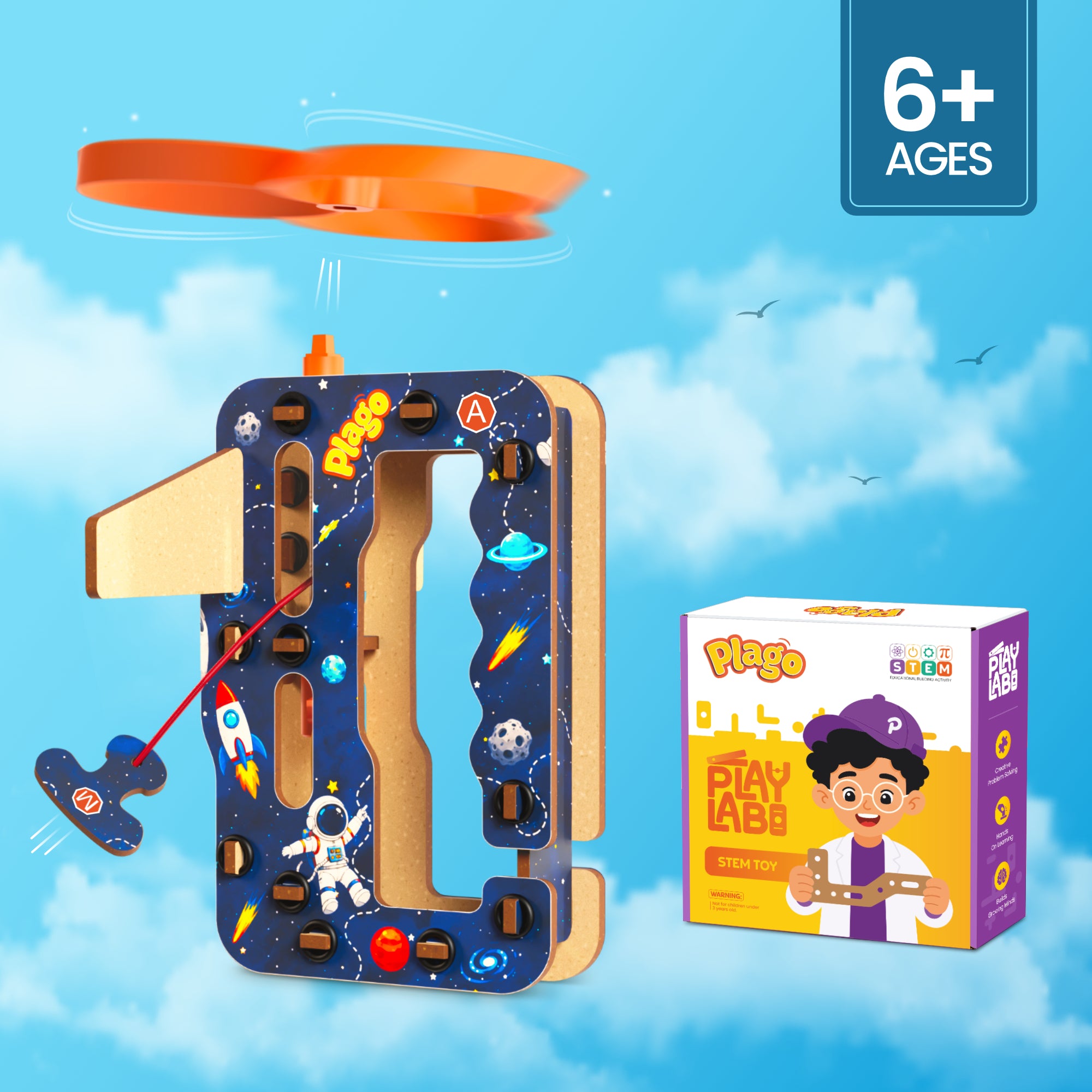 Plago Flying Fan Launcher – STEM DIY Flying Fan Toy | 6+