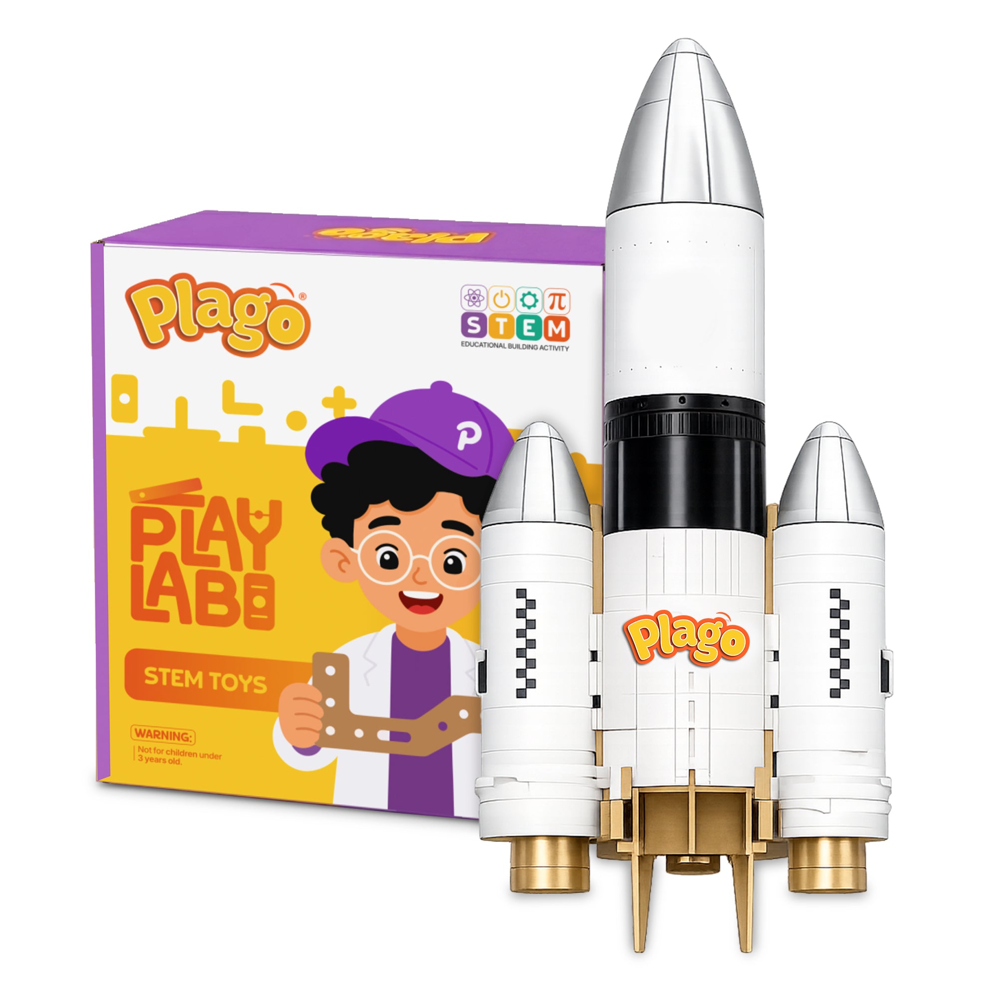 Plago Play Lab Wooden STEM Rocket Building Kit – Engineering Toy for Kids - Plagotoys