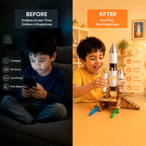 Plago Play Lab Wooden STEM Rocket Building Kit – Engineering Toy for Kids - Plagotoys